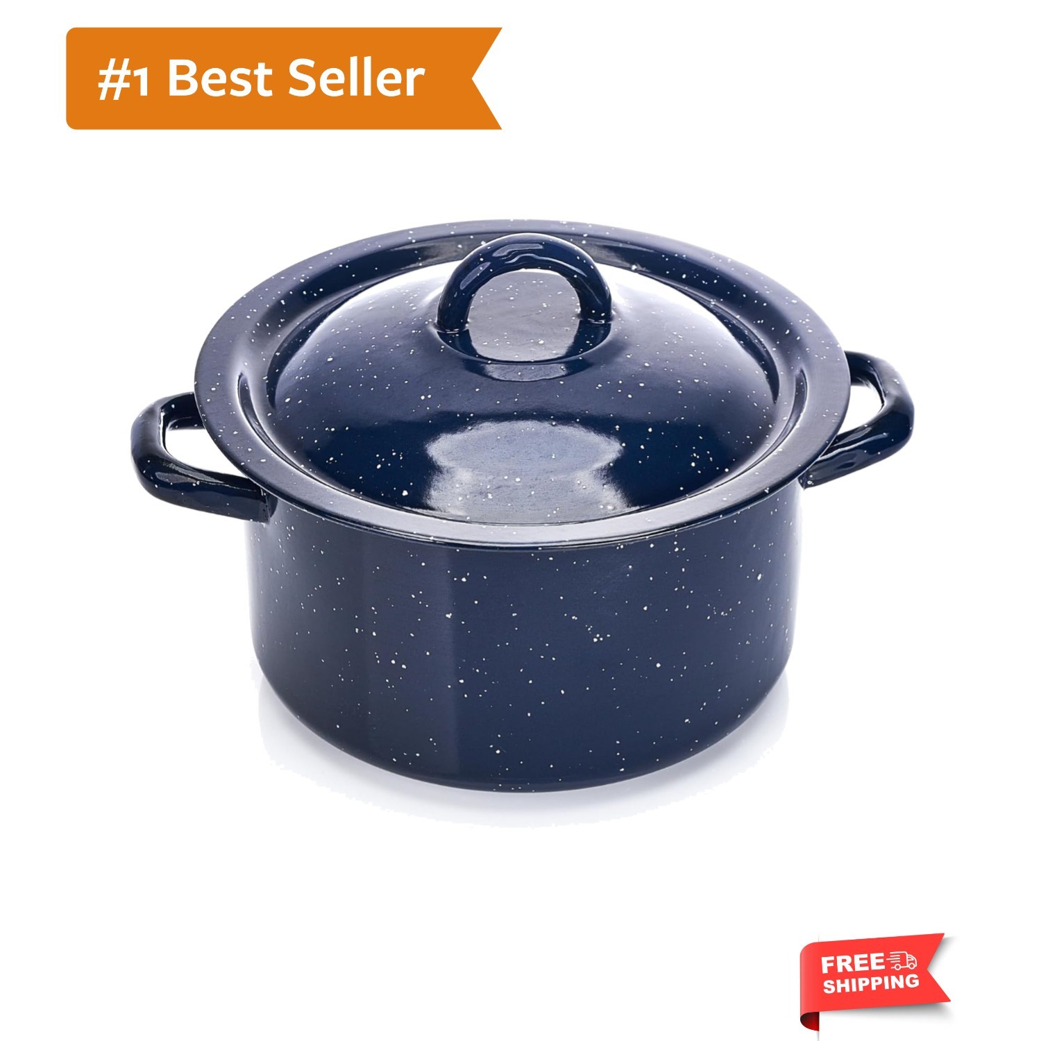 Versatile 4-Quart Speckled Enamel Stock Pot with Lid – Stylish Kitchen Essential