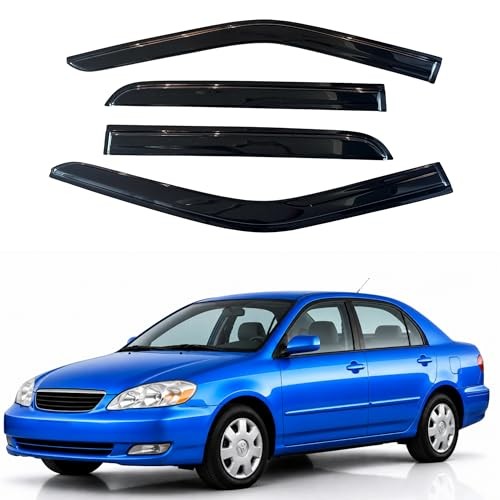 Window Visors Fit for 2003-2008 Toyota Corolla, Out-Channel Rain Guards Vent Win