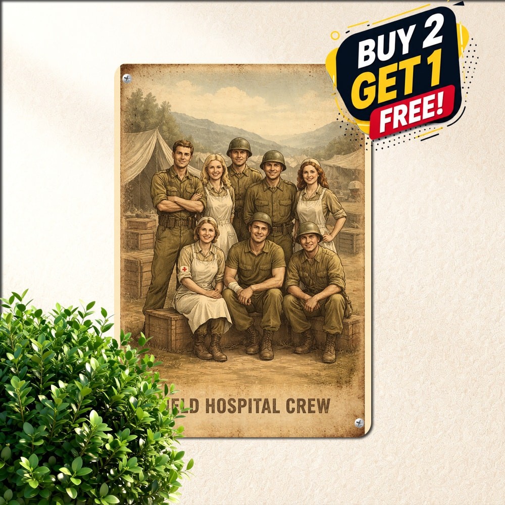 Retro Military Hospital Comedy TV Show Cast Photo Plaque Metal Tin Sign 8×12