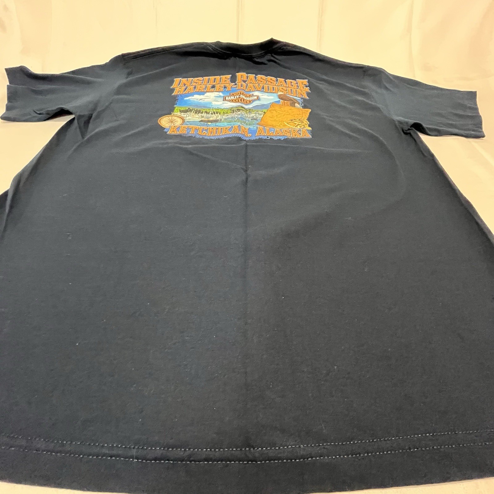 Harley Davidson Inside Passage Ketchikan Alaska Motorcycle T-Shirt NWOT Navy XL