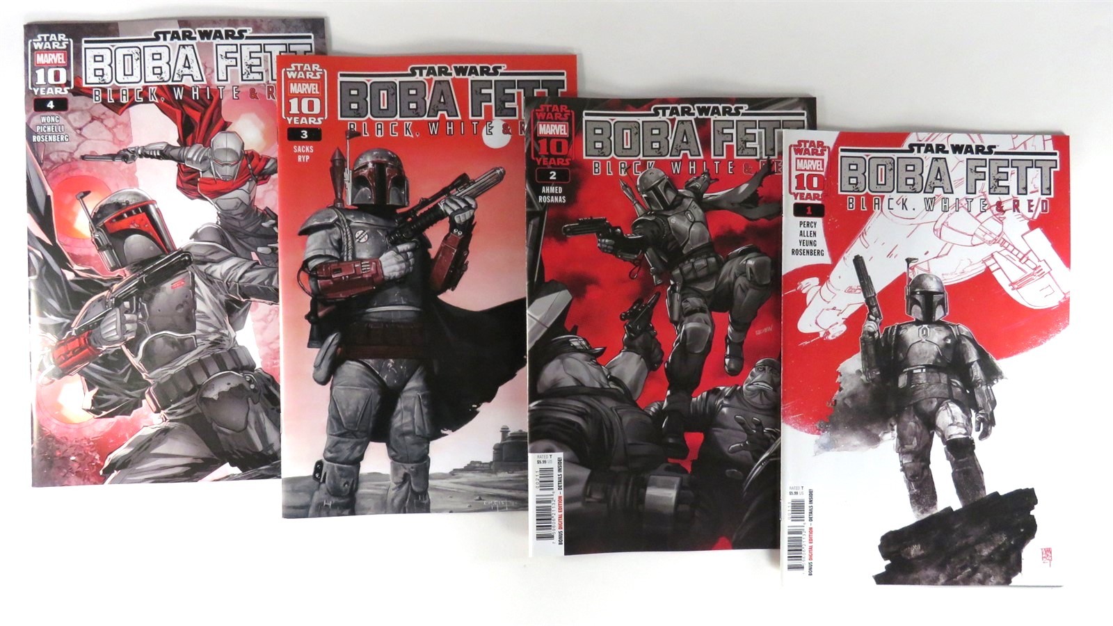 Star Wars BOBA FETT: BLACK WHITE & RED (4) comic SET #1 2 3 4 1st print