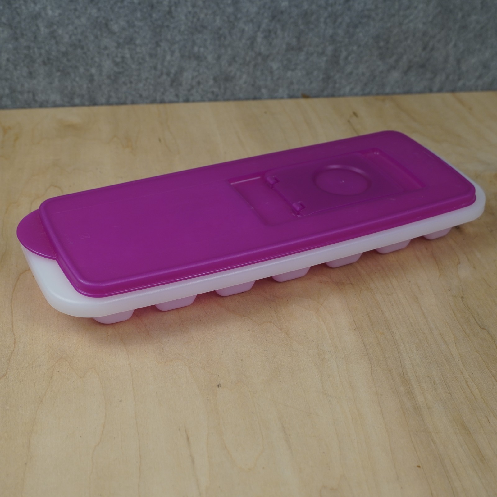 Tupperware Ice Cube Tray Harvest Purple Lid White Tray Vintage Freezer Container