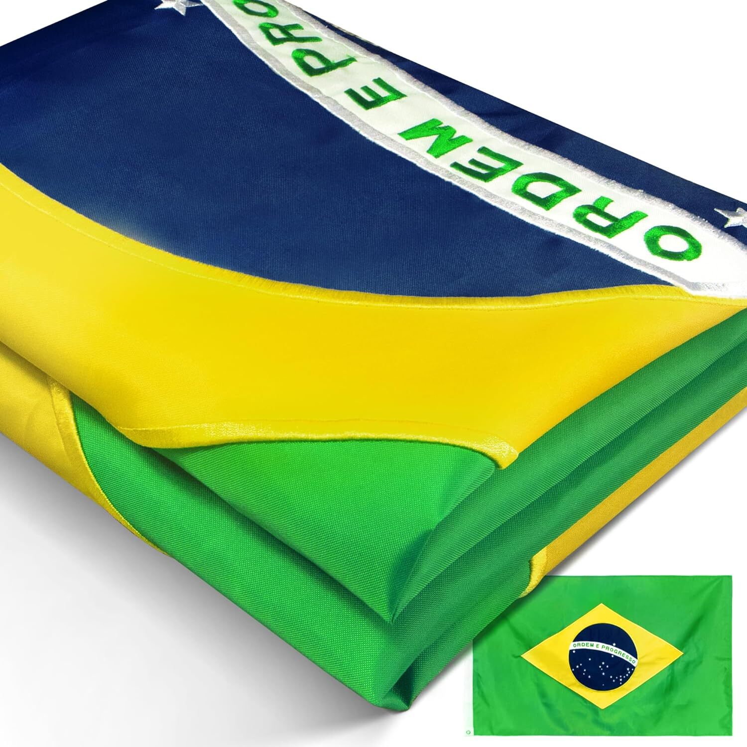 Anley EverStrong Embroidered Brazil Flag 3×5 Ft – Nylon Brazilian National Flags