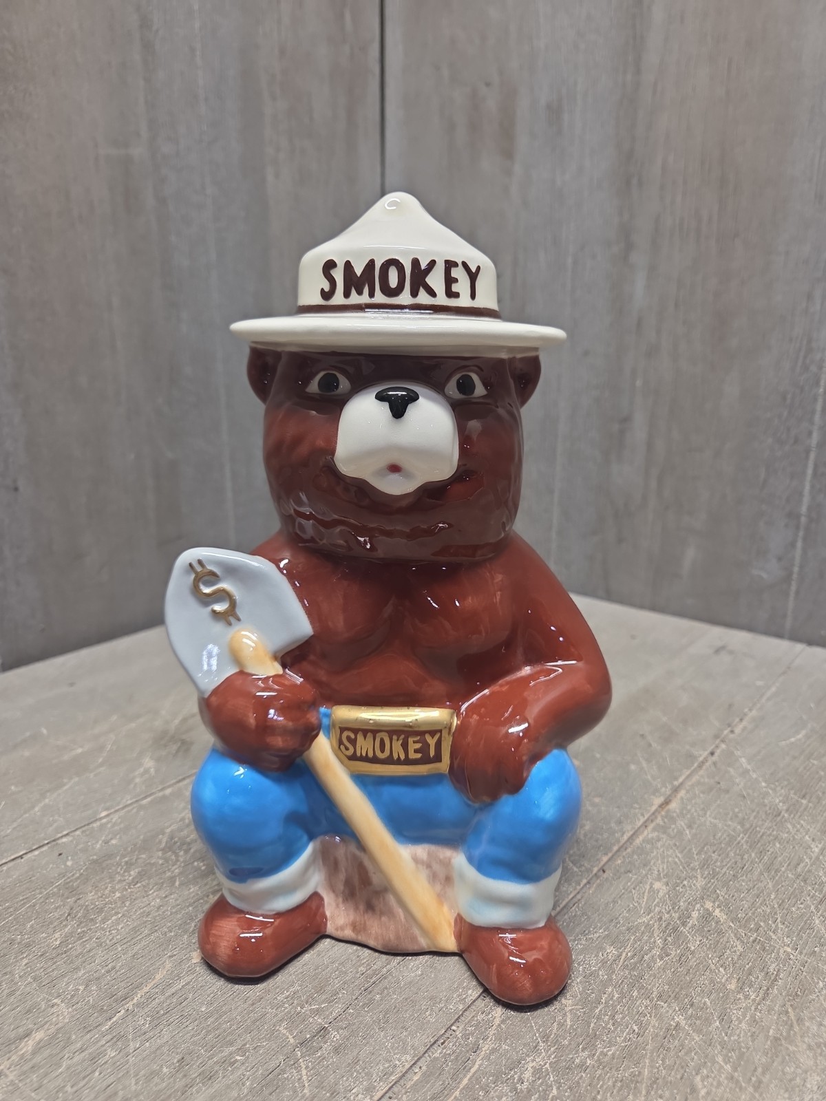 Smokey the Bear Cookie Jarrin Ceramic Coin Bank 40th Anniversary Extremely RARE