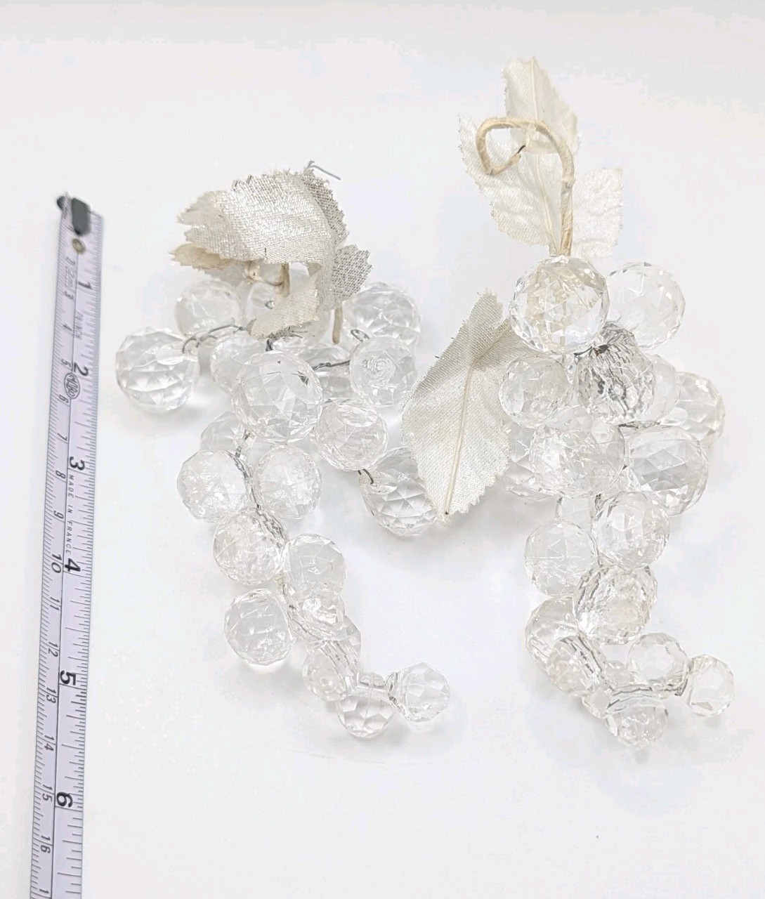 Vintage Clear Acrylic Faceted Grape Cluster Set Of 2 Decorative Home Decor