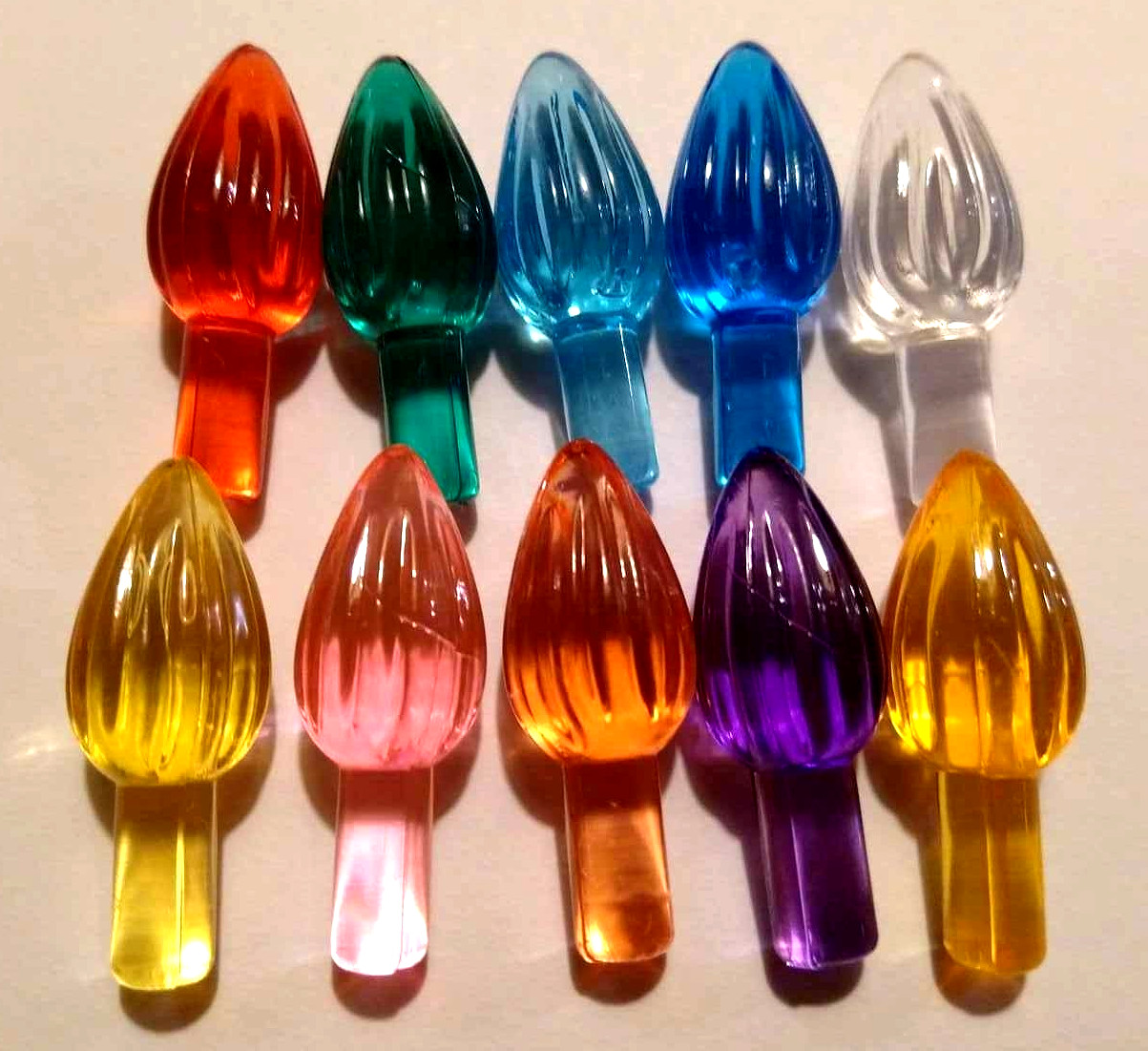50 Med Twist Flame Bulbs 10 Vibrant Colors for Ceramic Christmas Tree Lights