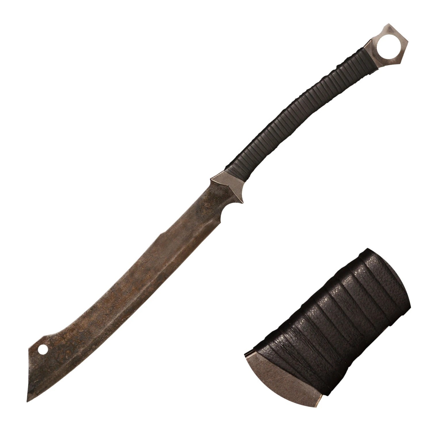 Machete Carbon Steel Blade, Cord Wrapped Handle Nylon Sheath