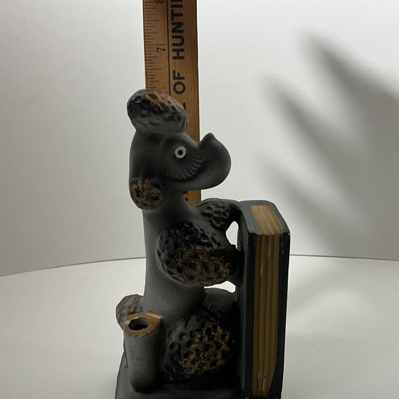 VINTAGE Ceramic Black Poodle Dog Bookend SINGLE 1950s Pen Holder Japan Kitsch