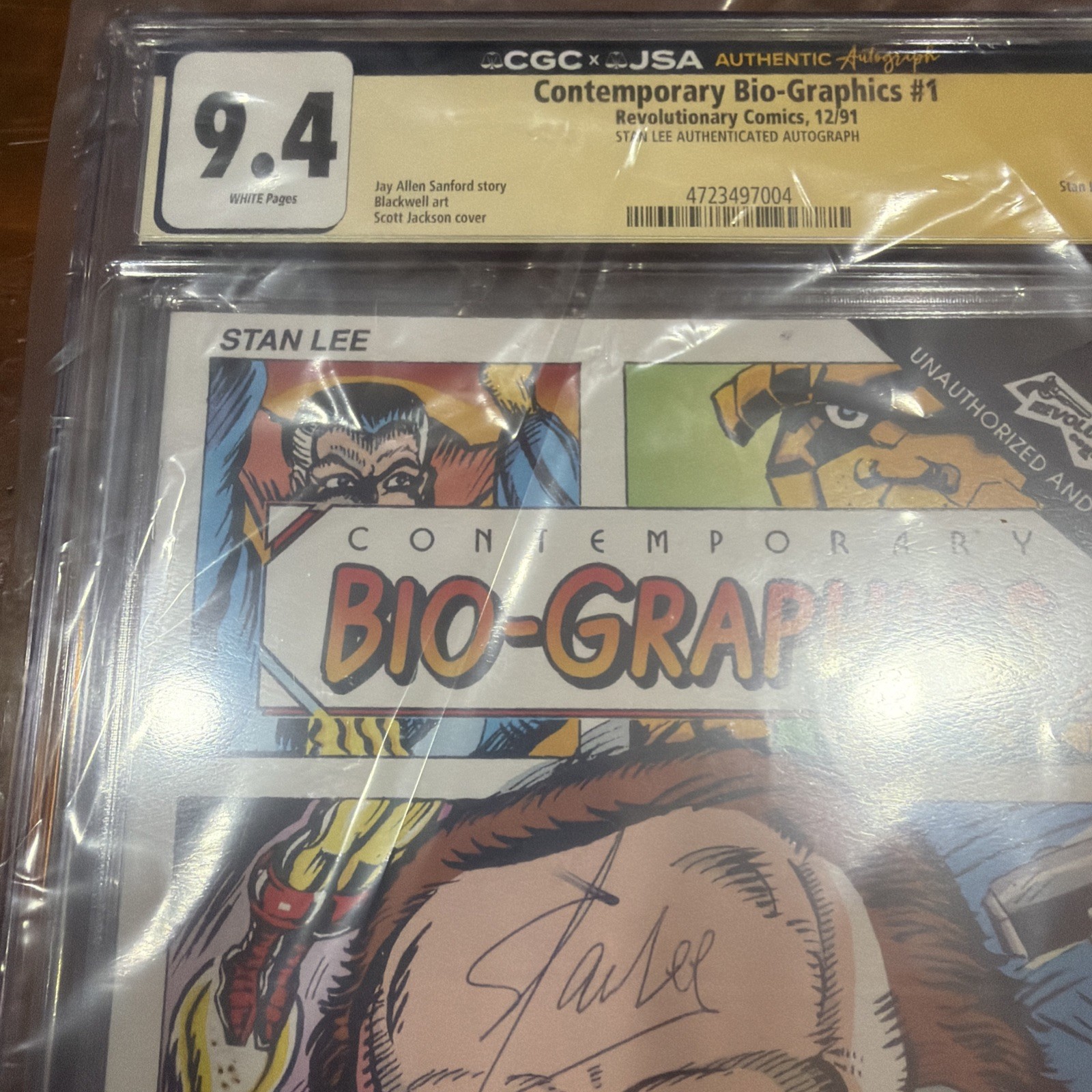 Contemporary Bio-Graphics #1 (Revolutionary Com 1991) CGC 9.4 Signed by Stan Lee