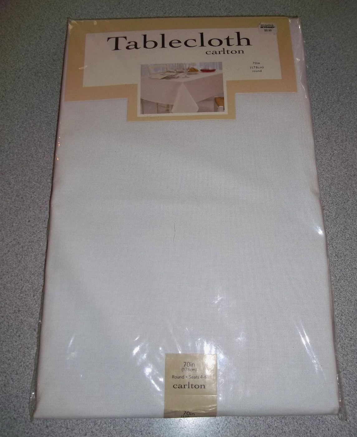 Carlton Round Tablecloth White 70″ round NEW Cotton/Polyester Machine Wash F/S