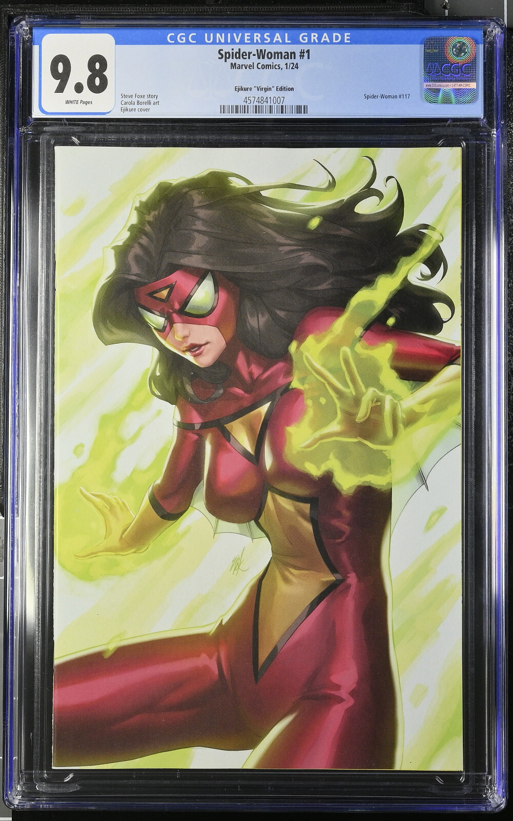 Spider-Woman # 1 CGC 9.8 Ejikure 1:100 Virgin Variant GGA Marvel Comics 2023