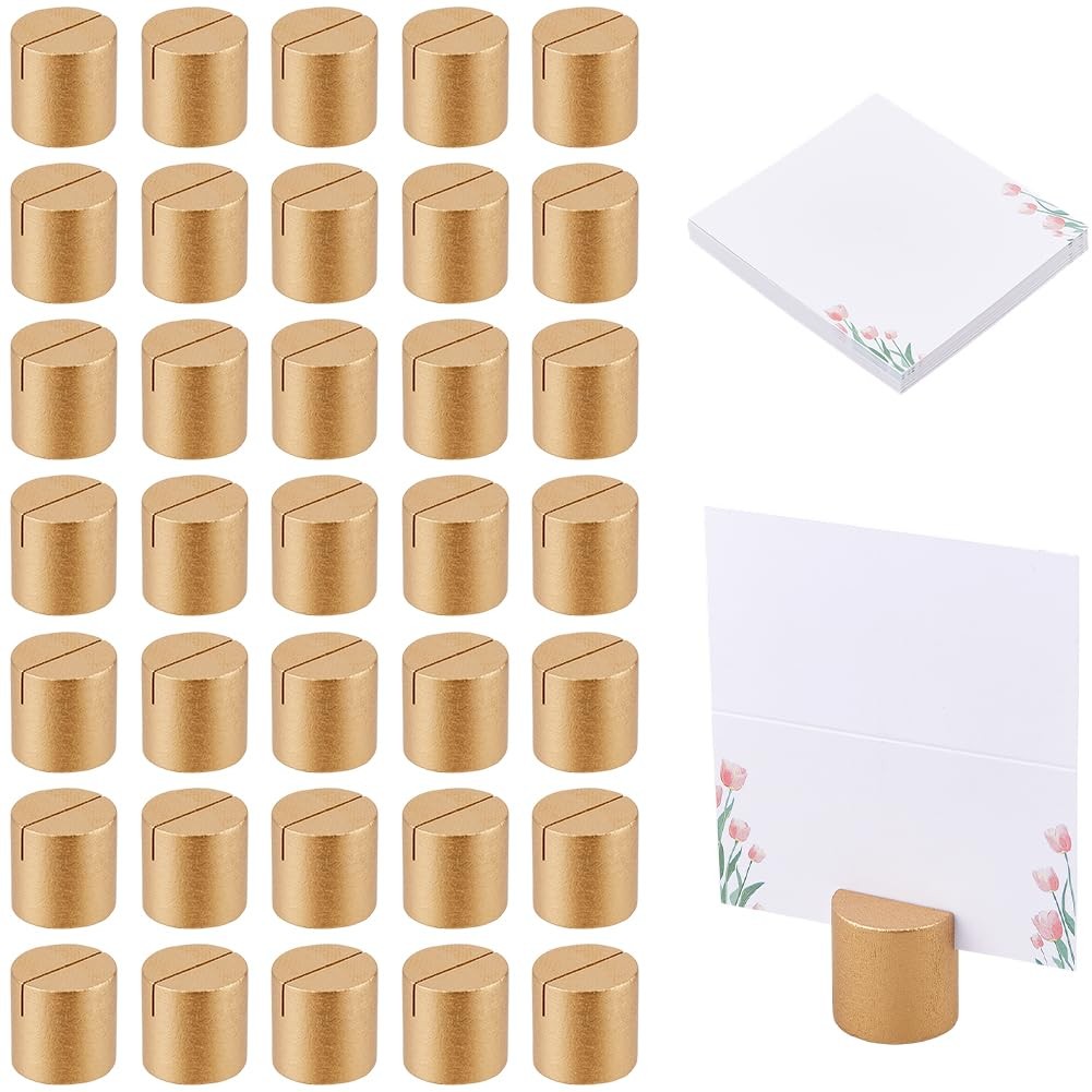 40 Set Wood Place Card Holders and White Place Cards Rustic Table Number Hold…