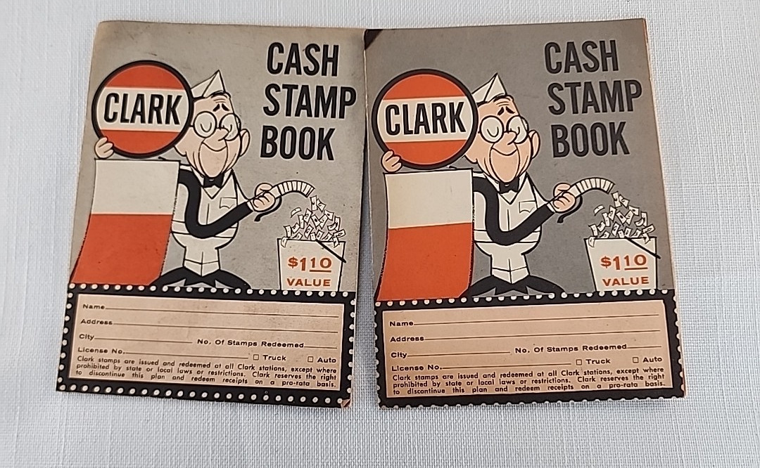 VINTAGE ~ PARTIALLY FILLED ~ 1960’S CLARK OIL STAMP BOOKS $1.10 ~MILWAUKEE WI