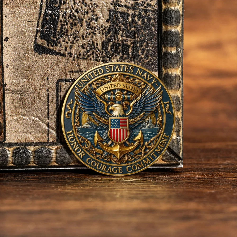 U.S. Navy Honor Courage Commitment Challenge Coin Military Veteran Gift
