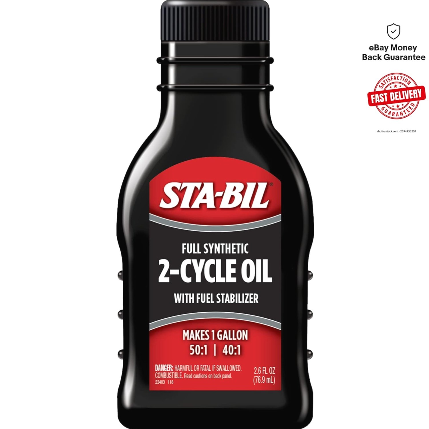 Full Synthetic 2-Cycle Oil with Fuel Stabilizer – Low Smoke 2.6 fl. oz.