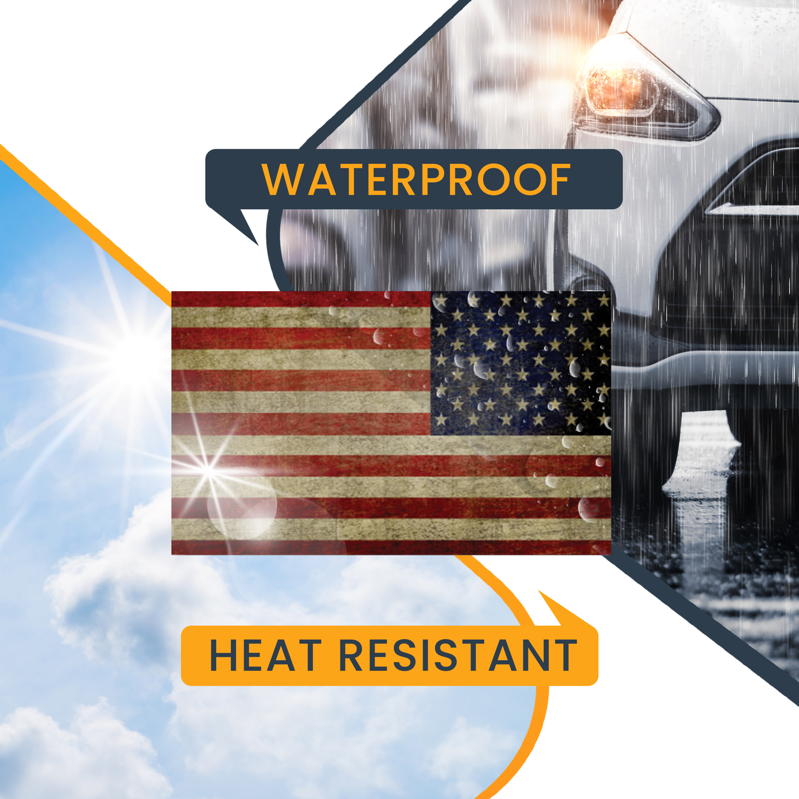 Weathered American and Reversed Weathered American Magnet, 3×5 In, OPP 2 Pack