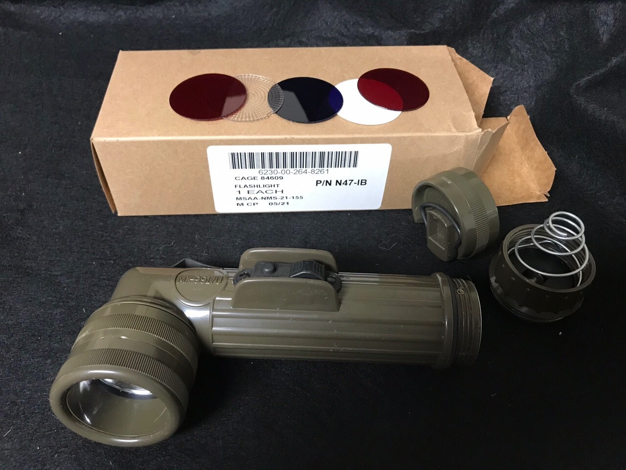 Fulton MX-991/U Angle Head Flashlight US Military “OD Green” New in Box!