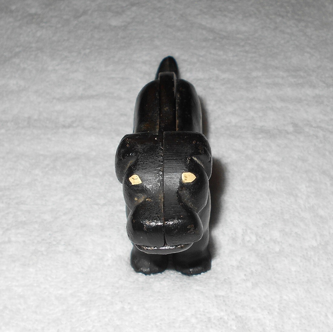 Vintage Cast Iron Dog Nutcracker Figure – Black w/ Yellow Eyes – 8 Inches – 712