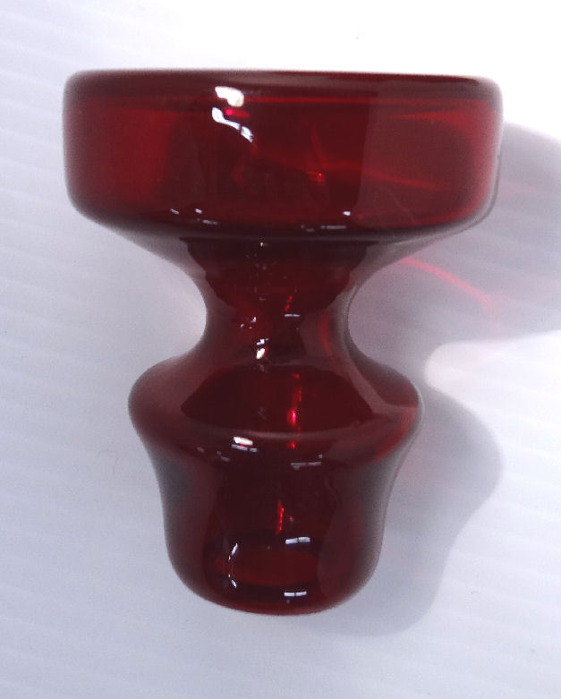 Mid Century Modern Brandy Decanter Ruby Red 6 3/8″ High – Estate Find!