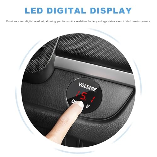 DC 12V 24V Voltmeter Gauge, Waterproof Vehicle Battery Monitor Indicator Red