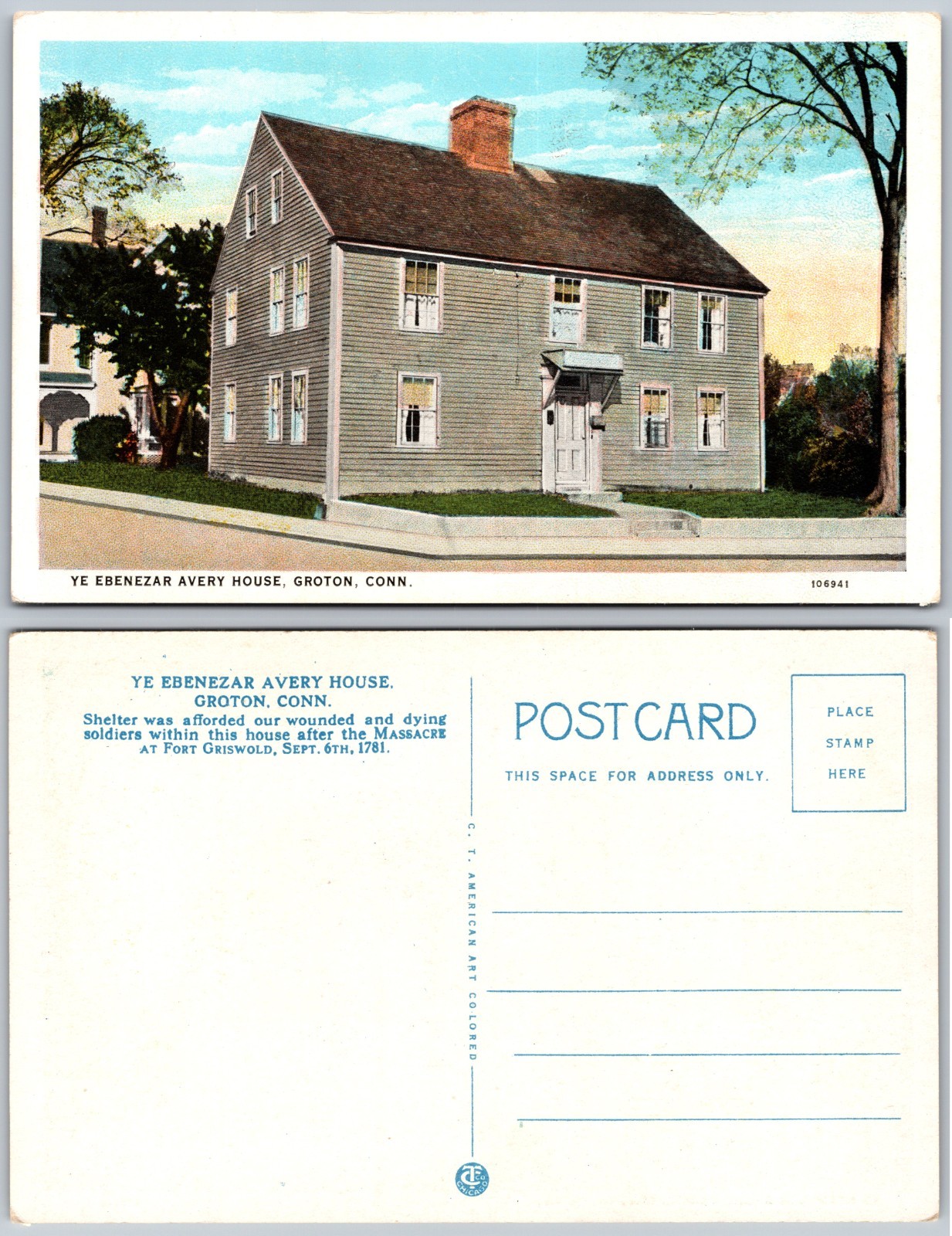 Ye Ebenezer Avery House Groton Conn Postcard