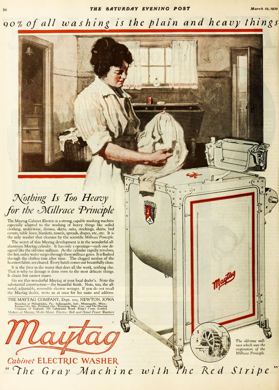 Vintage Home Washing Machine with Manual Wringer – 1921 Ad Image