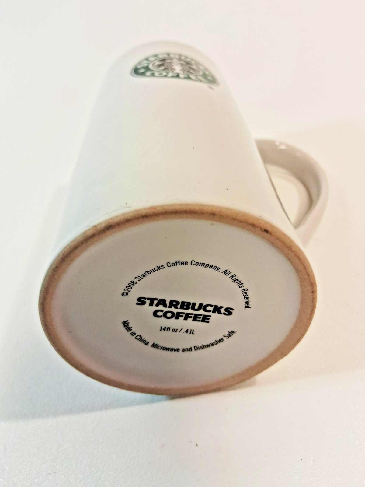 Starbucks 2008 Tall Skinny Latte Mug Coffee Cup 14 oz Mermaid Siren Green Logo