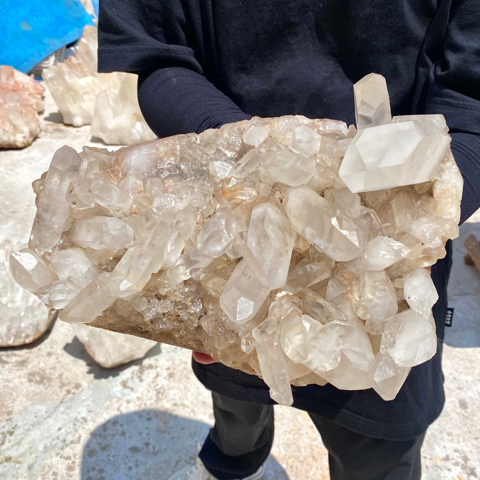 16.17LB Large Natural clear white Quartz Crystal Cluster wand point healing.