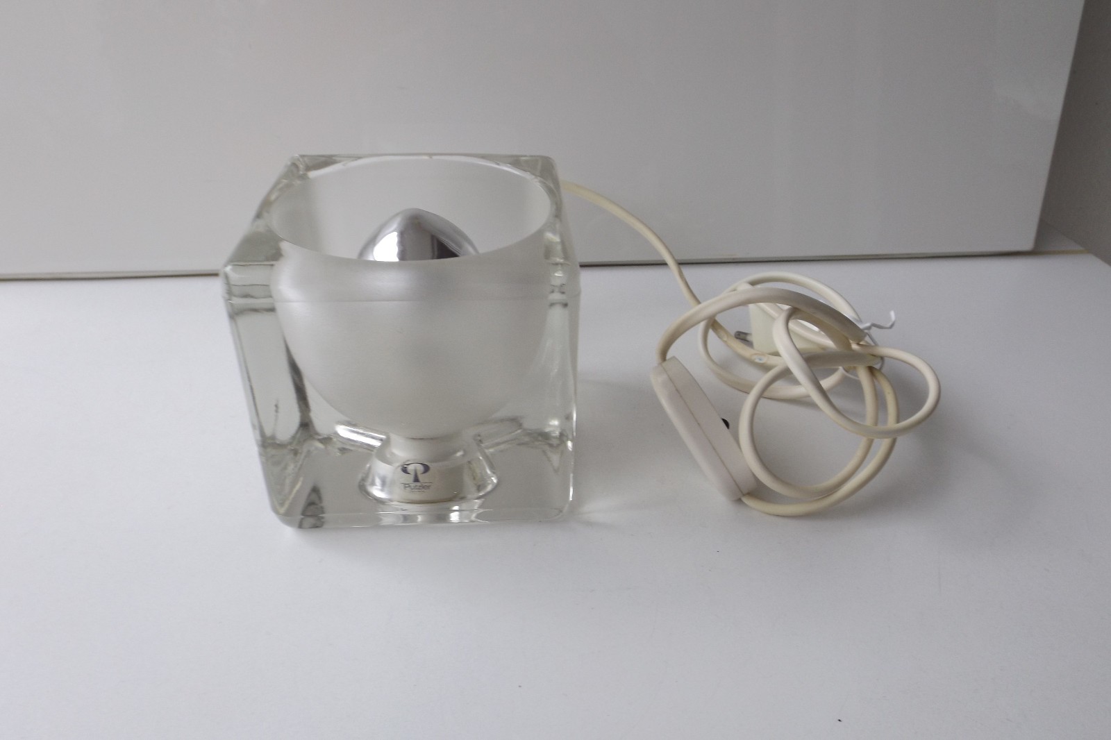 Peill & Putzler Ice Cube Table Lamp 1970s Glass Frosted Mid Century Modern