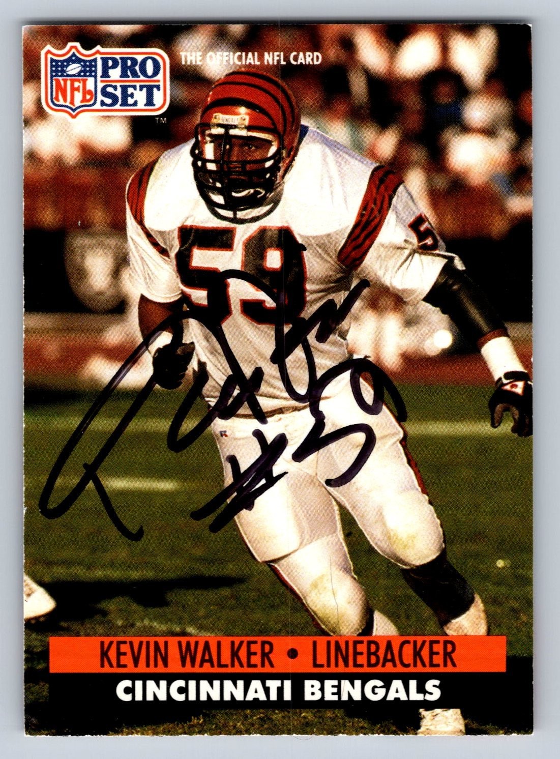 Kevin Walker Autograph 1991 Pro Set NFL Football Card #466 Signed Bengals LB