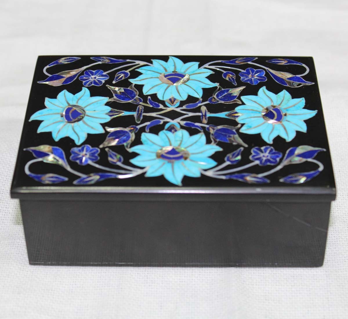 6″x4″ Marble Jewelry trinket gift Box Inlay Pietra dura mosaic Handmade Crafts