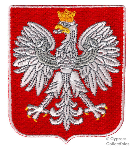 LOT of 2 POLAND FLAG PATCH POLSKA EMBROIDERED IRON-ON POLISH COAT ARMS SHIELD