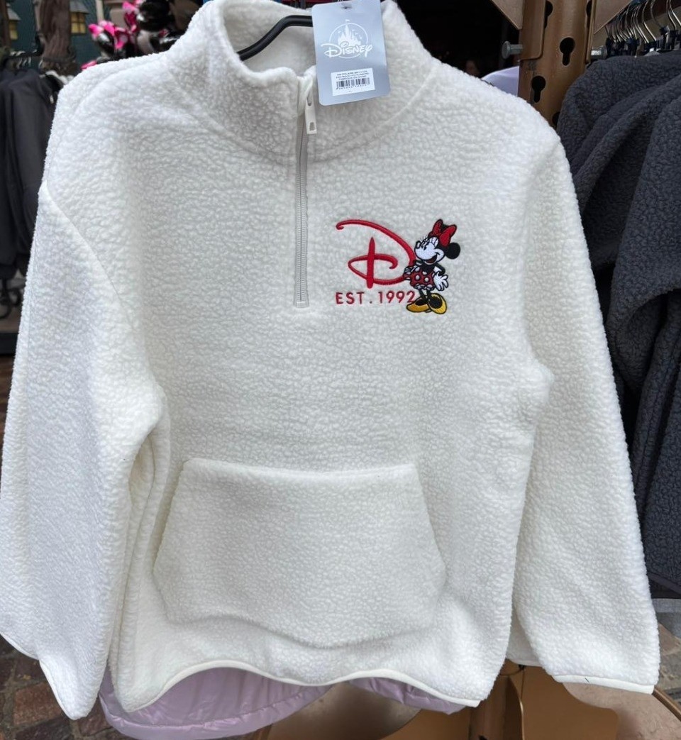 BNWT Disneyland Paris Exclusive Kids Minnie Half-Zipped Fleece Sweatshirt 9-10y