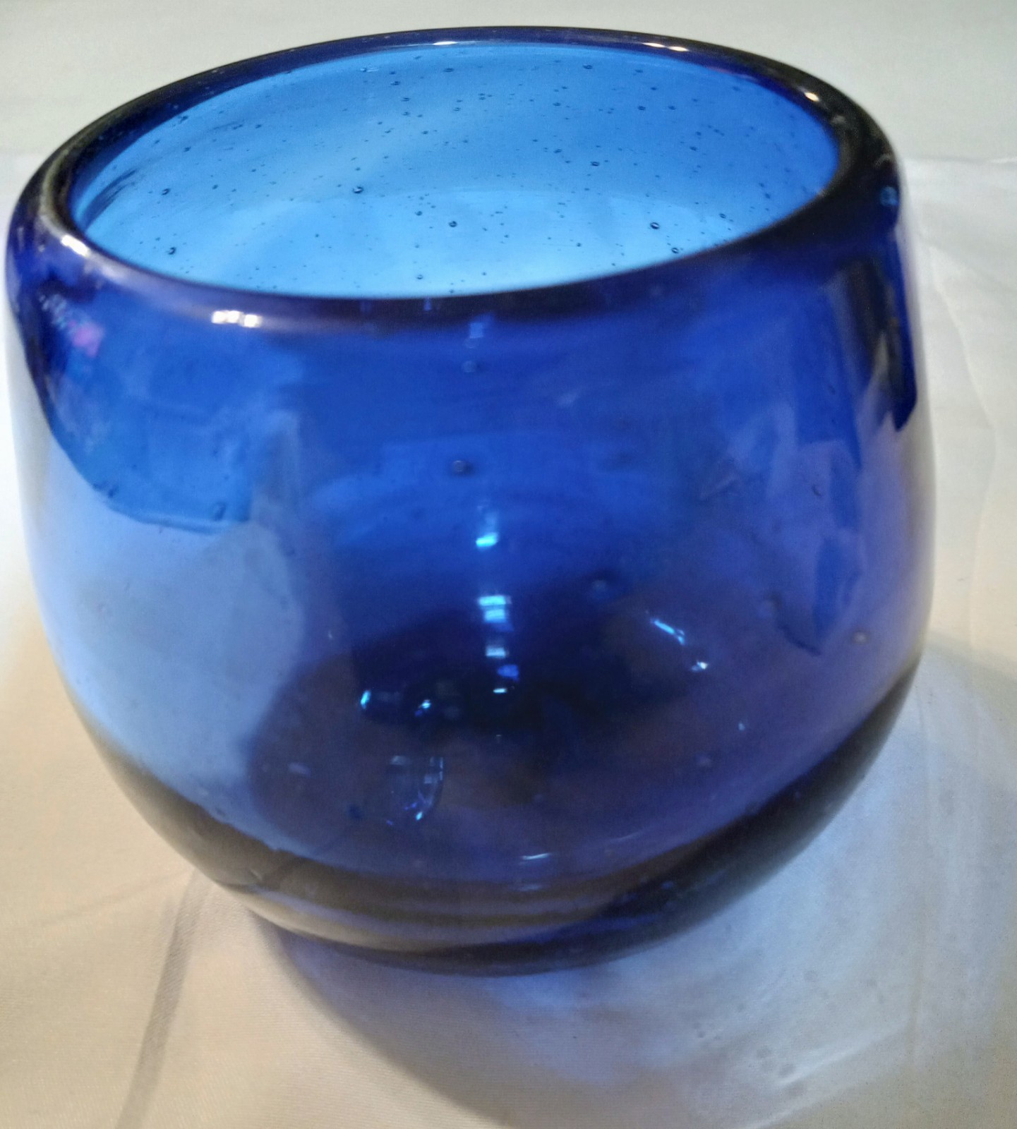 Cobalt Blue Decorative Hand Painted Florals Signed Glass & Blown Glass 3 Pcs