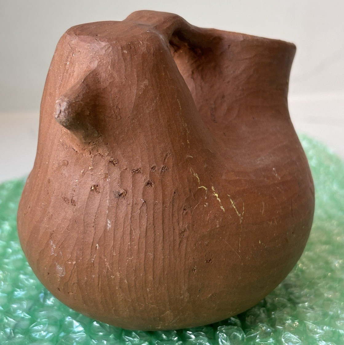Handmade Ceramic Bird Effigy Pitcher Jug, Vintage Collectible Americas Art Decor