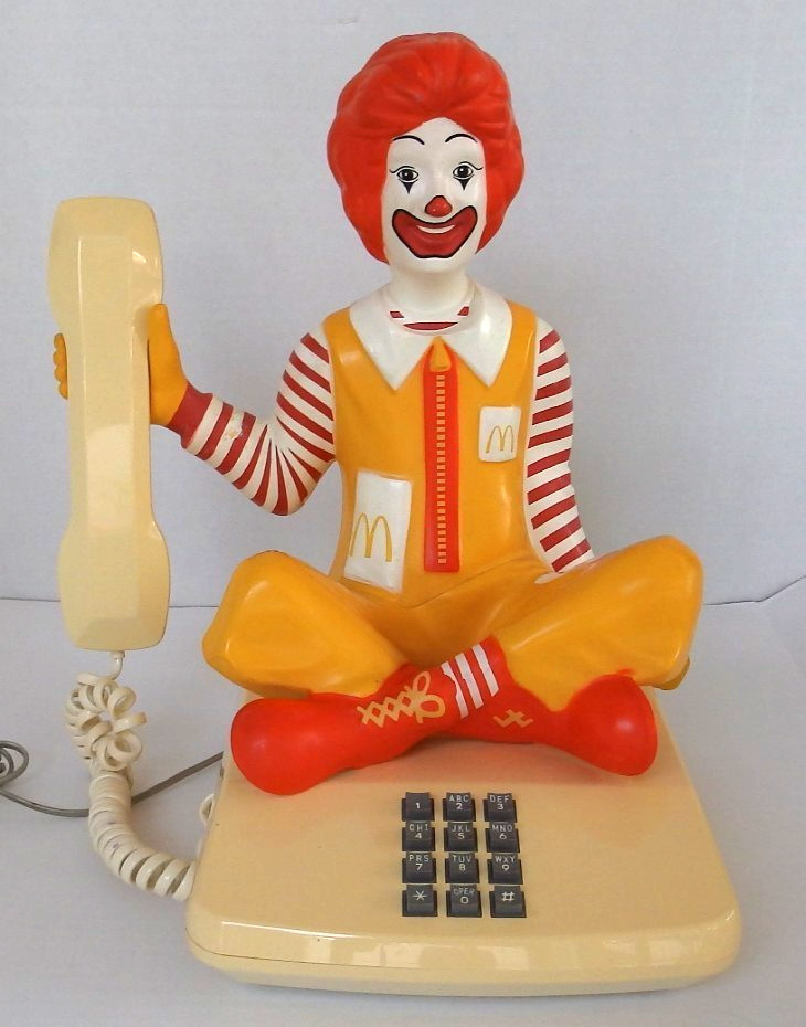 Ronald McDonald Novelty Character Push Button Phone – Sitting Vintage