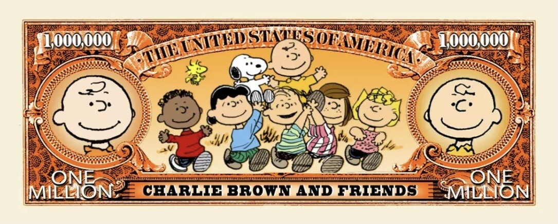100 Pack Peanuts Charlie Brown Cartoon Collectible Money Novelty Million Dollars