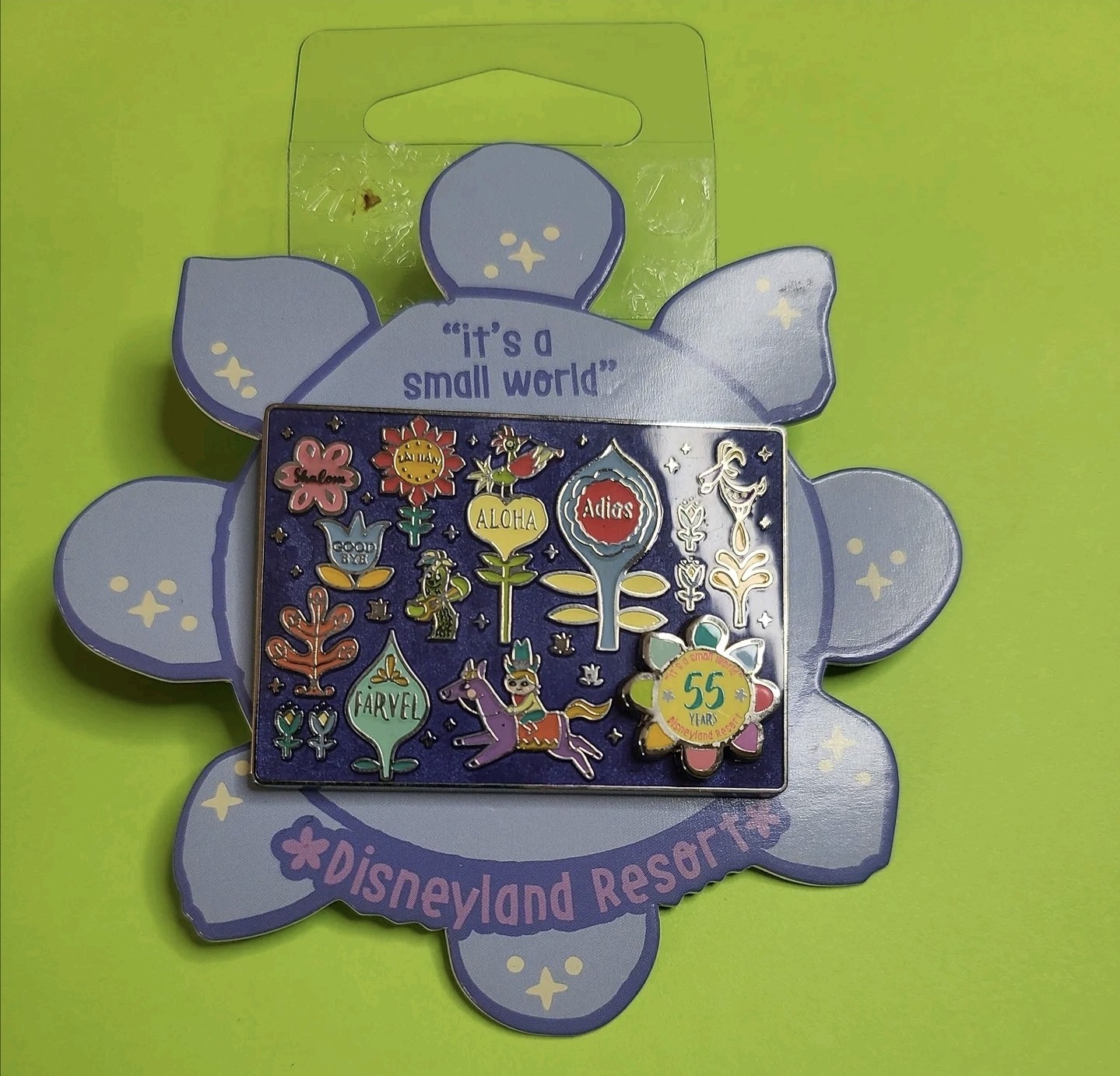 Disney 2021 IT’S A SMALL WORLD 55th Anniversary Flower GOOD BYE Logo LE Pin