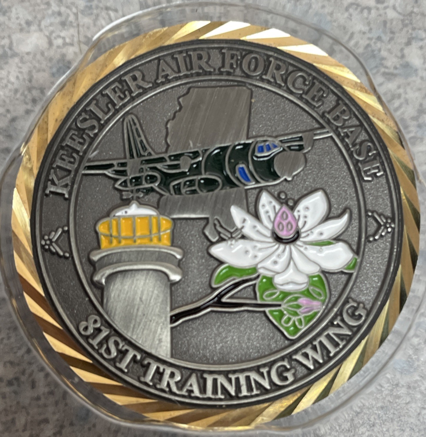 Coin – Keesler AFB MS Base Challenge Coin 81 Training Wing – Color- New W/ Case