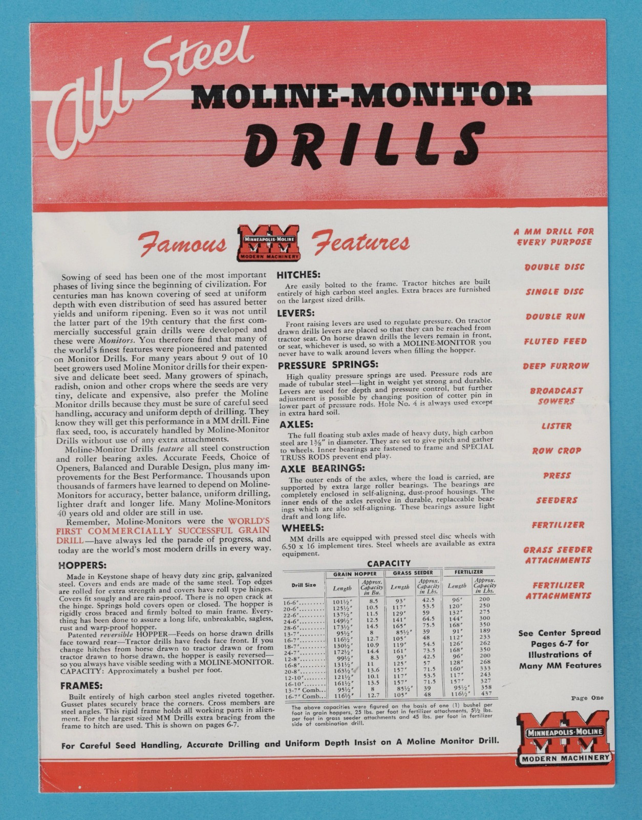 MINNEAPOLIS-MOLINE MOLINE-MONITOR DRILLS 12 PAGE BROCHURE 86540-V