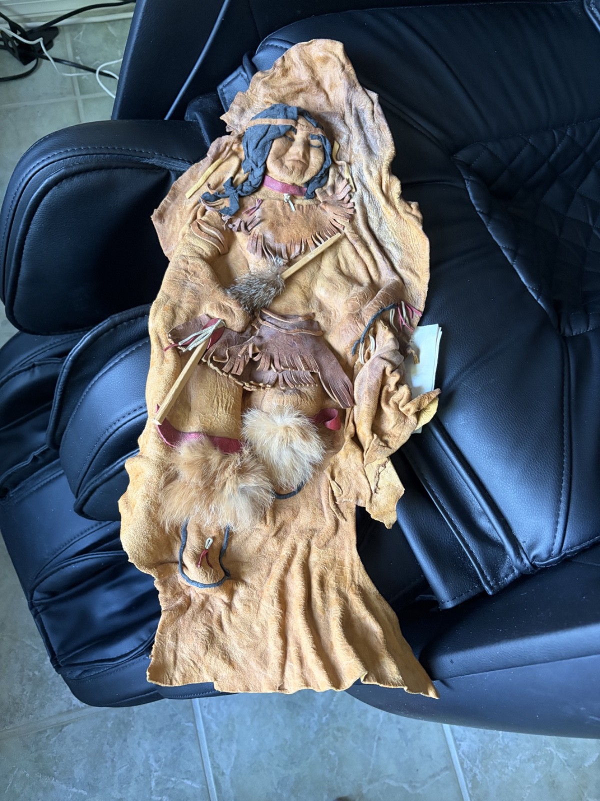 “2 Sticks” Graphic Relief & Sculptured Leather Art 20″ x 10″