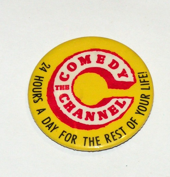 Vintage Comedy Channel Button TV Show Advertisement Pinback