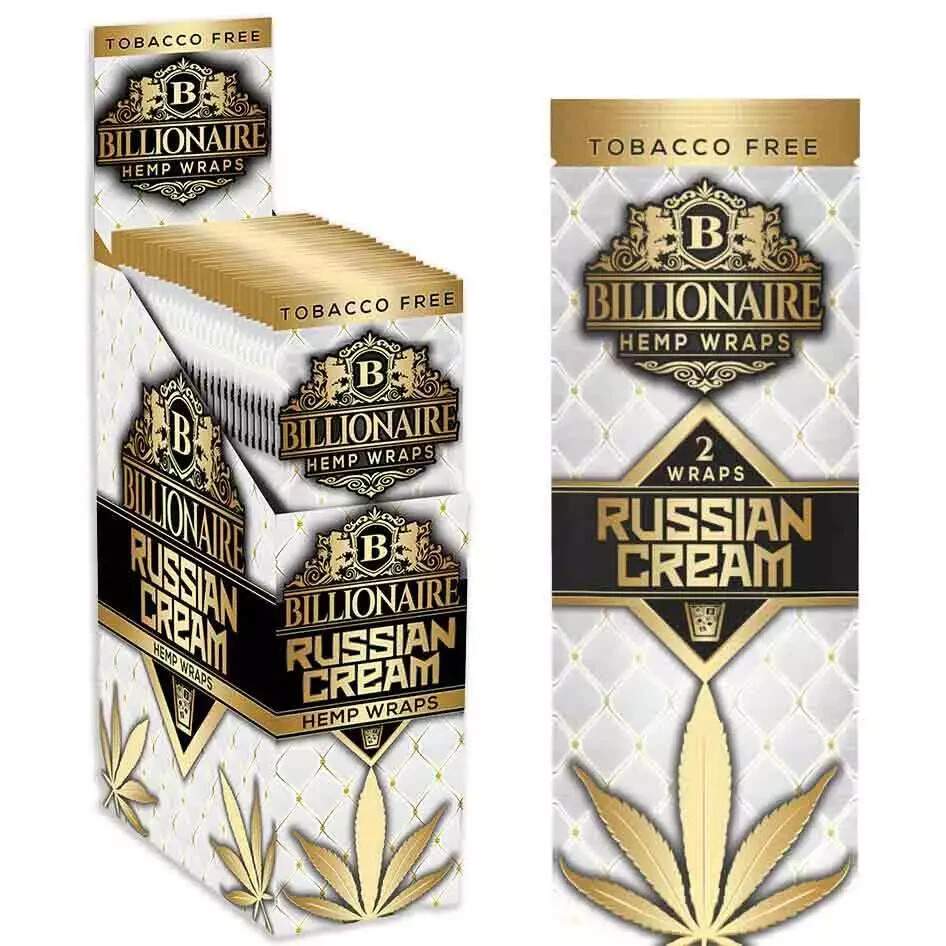Billionaire Wraps – White Russian Cream Flavor for Rolling (Box of 25 Pouches)