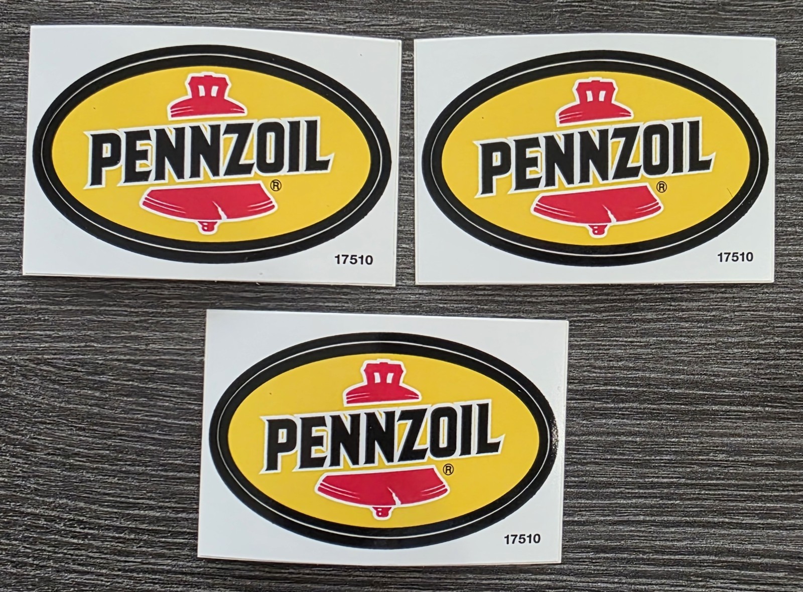 ORIGINAL PENNZOIL DECALS / STICKERS 1 3/4 ” X 3″ ( LOT OF 3 )