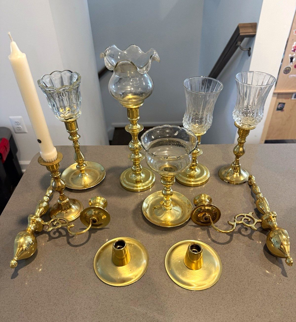 Vintage Baldwin Forged Brass Lot of 10 Gold/Glass