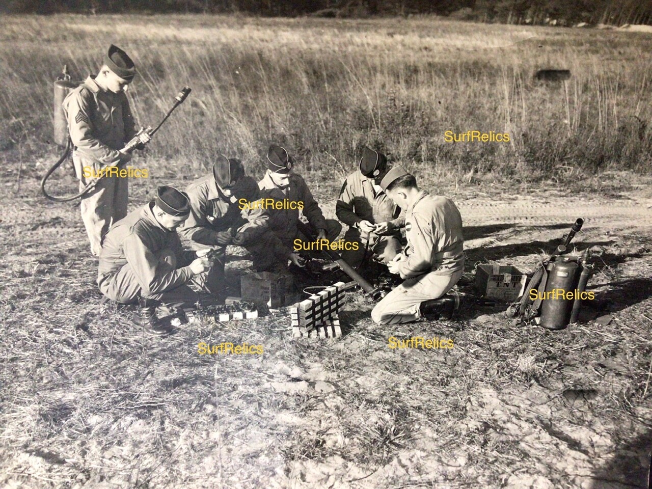 Vintage Original US Army Signal Corps Photograph Photo Soldiers Military Uniform