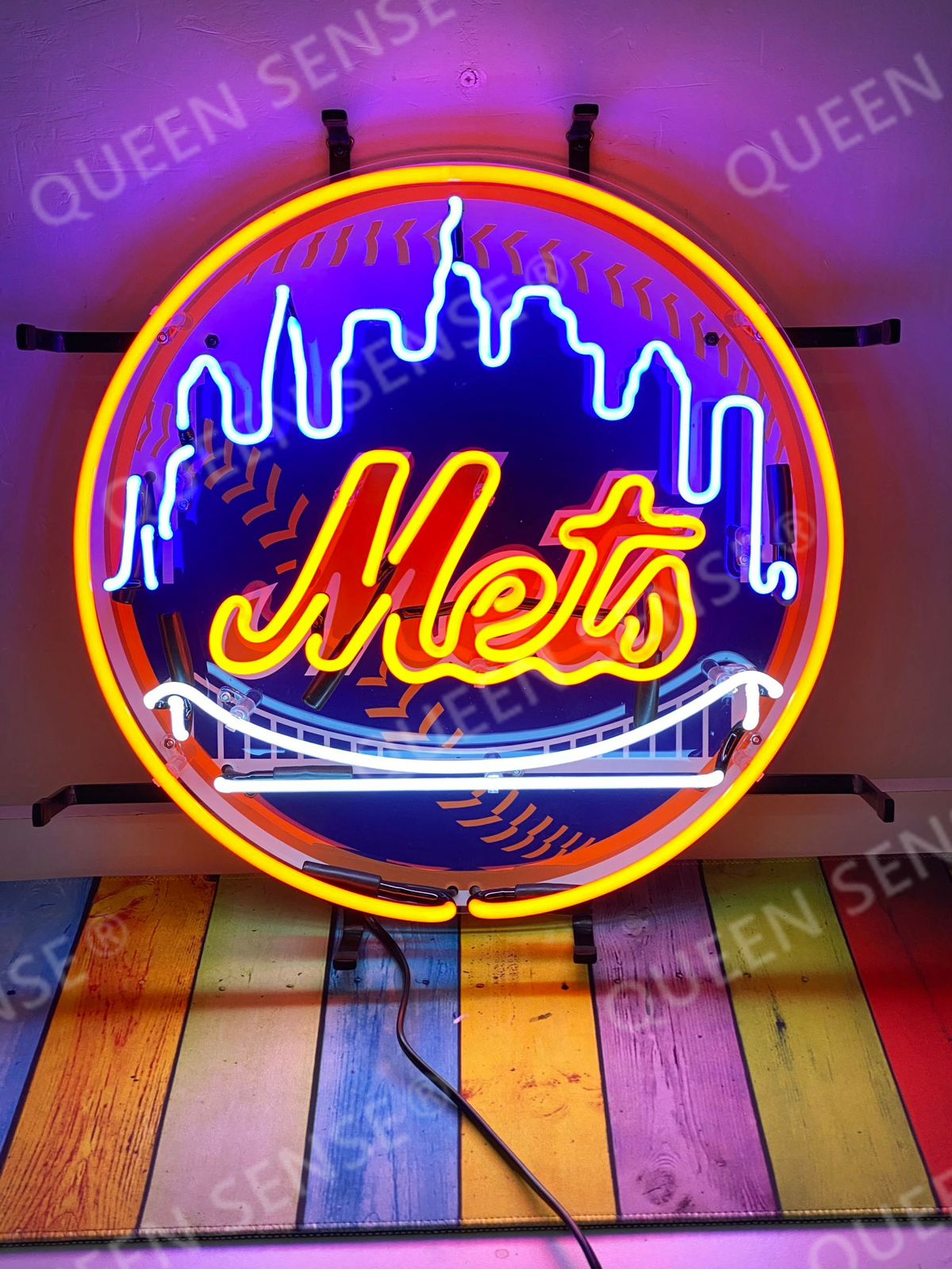 New York Mets Man Cave 24″x24″ Neon Light Lamp Sign With HD Vivid Printing