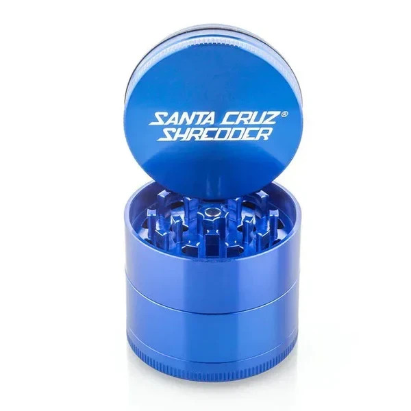Medium 2.1″ Blue Santa Cruz Shredder Aluminum Herb Grinder 4 Piece Grip