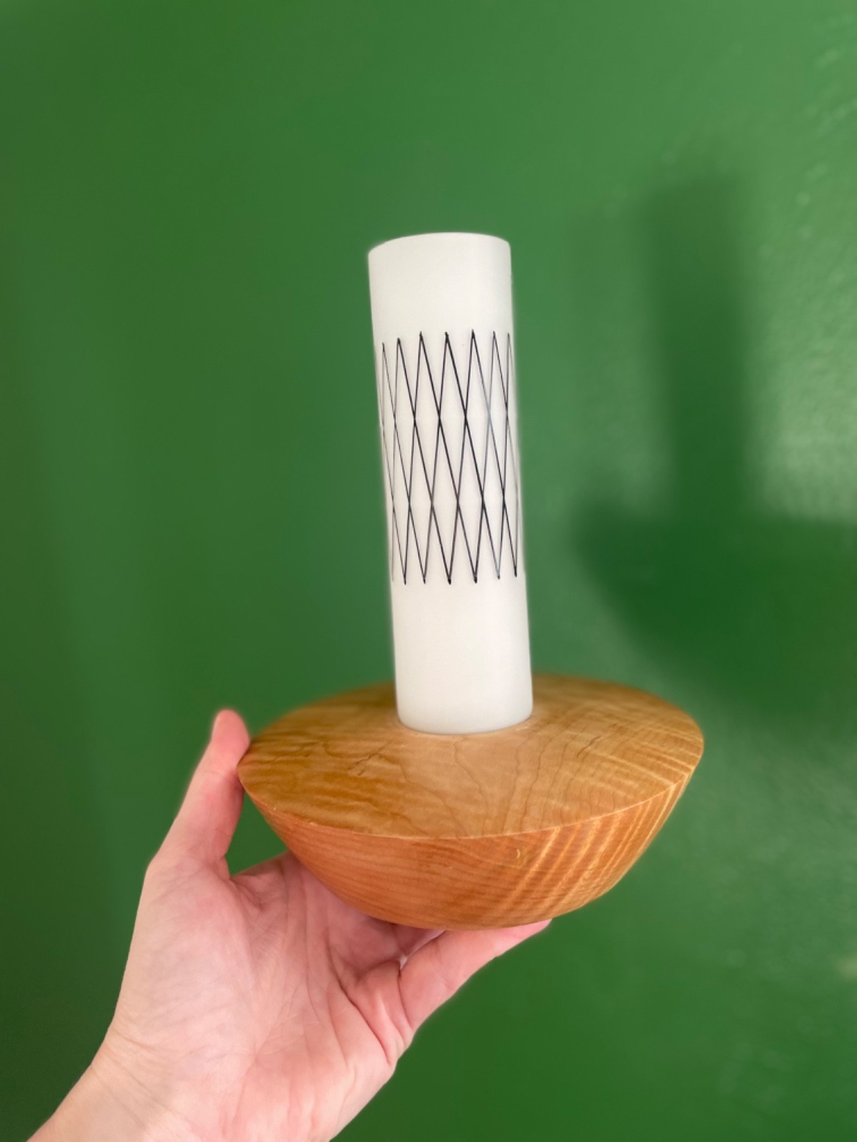 Mid Century Modern Wood and Glass Insert