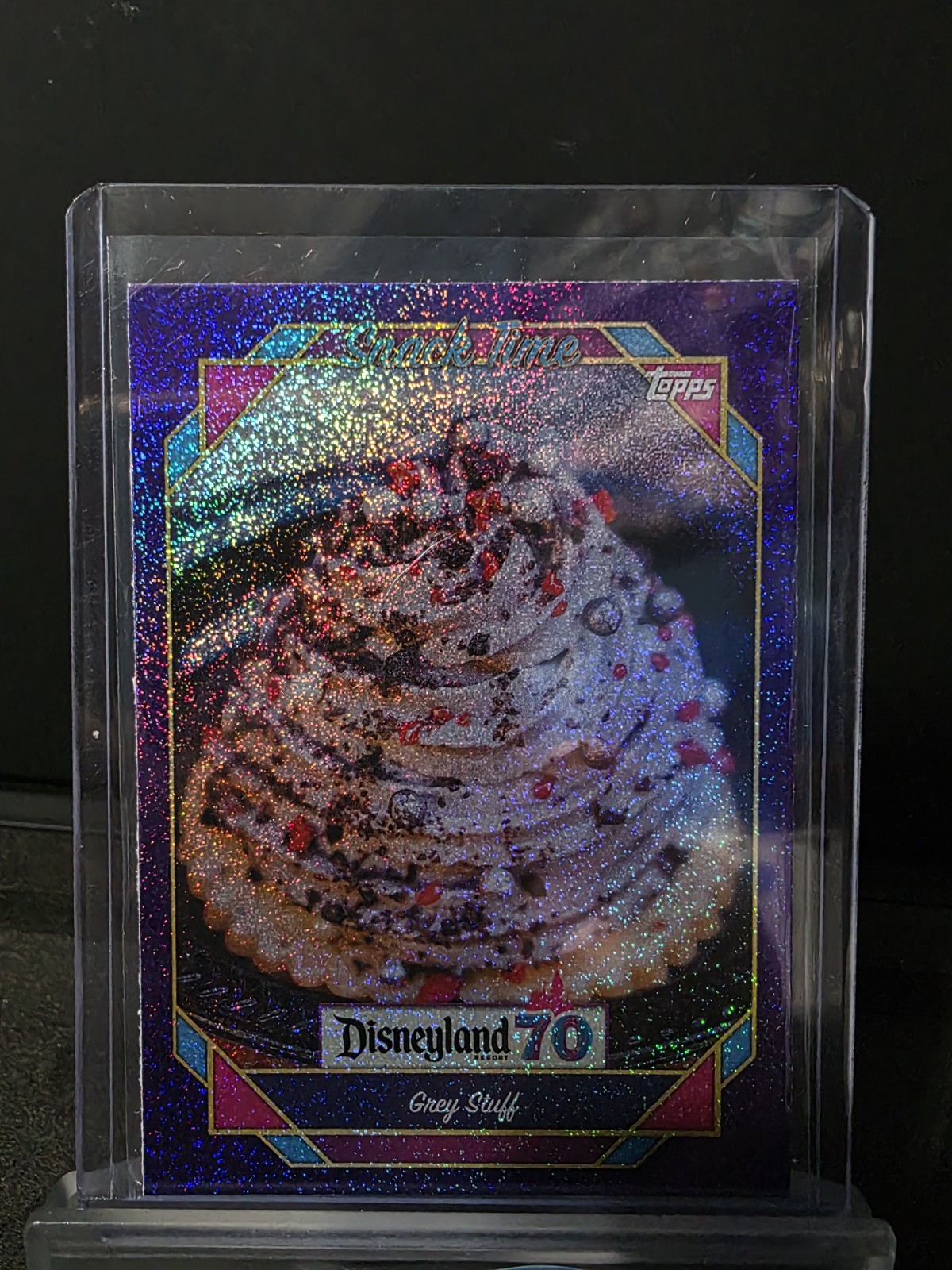 Topps Disneyland 70th Anniversary Snack Time Grey Stuff Purple Glitter SP